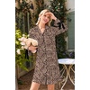 Ekouaer Nightgowns for Women Long Sleeve Button Down Bow Cuffs Sleep Shirt(Brown Leopard)