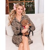 Ekouaer Nightgowns for Women Long Sleeve Button Down Bow Cuffs Sleep Shirt(Brown Leopard)