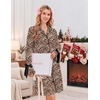 Ekouaer Nightgowns for Women Long Sleeve Button Down Bow Cuffs Sleep Shirt(Brown Leopard)