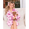 Ekouaer Nightgowns for Women Long Sleeve Button Down Bow Cuffs Sleep Shirt(Candy Canes)