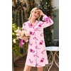 Ekouaer Nightgowns for Women Long Sleeve Button Down Bow Cuffs Sleep Shirt(Candy Canes)