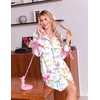 Ekouaer Nightgowns for Women Long Sleeve Button Down Bow Cuffs Sleep Shirt(Colorful Bow)