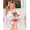 Ekouaer Nightgowns for Women Long Sleeve Button Down Bow Cuffs Sleep Shirt(Colorful Bow)