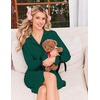 Ekouaer Nightgowns for Women Long Sleeve Button Down Bow Cuffs Sleep Shirt(Lake Green)