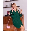 Ekouaer Nightgowns for Women Long Sleeve Button Down Bow Cuffs Sleep Shirt(Lake Green)