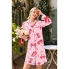 Ekouaer Nightgowns for Women Long Sleeve Button Down Bow Cuffs Sleep Shirt(Pink Bow)