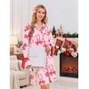 Ekouaer Nightgowns for Women Long Sleeve Button Down Bow Cuffs Sleep Shirt(Pink Bow)