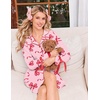 Ekouaer Nightgowns for Women Long Sleeve Button Down Bow Cuffs Sleep Shirt(Pink Bow)