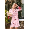 Ekouaer Nightgowns for Women Long Sleeve Button Down Bow Cuffs Sleep Shirt(Pink Heart)
