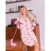 Ekouaer Nightgowns for Women Long Sleeve Button Down Bow Cuffs Sleep Shirt(Pink Heart)