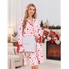 Ekouaer Nightgowns for Women Long Sleeve Button Down Bow Cuffs Sleep Shirt(Pink Heart)