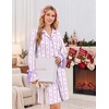 Ekouaer Nightgowns for Women Long Sleeve Button Down Bow Cuffs Sleep Shirt(Purple Floral)
