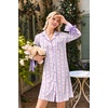 Ekouaer Nightgowns for Women Long Sleeve Button Down Bow Cuffs Sleep Shirt(Purple Floral)