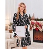 Ekouaer Nightgowns for Women Long Sleeve Button Down Bow Cuffs Sleep Shirt(Wine Glass)