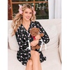 Ekouaer Nightgowns for Women Long Sleeve Button Down Bow Cuffs Sleep Shirt(Wine Glass)