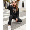 Ekouaer Women’s 2 Piece Lounge Sets Casual Matching Set 2026 Fashion Outfit(Black -Leopard Bow)