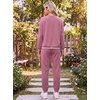 Ekouaer Women’s 2 Piece Lounge Sets Casual Matching Set 2026 Fashion Outfit(Dark Pink Bow)