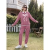Ekouaer Women’s 2 Piece Lounge Sets Casual Matching Set 2026 Fashion Outfit(Dark Pink Bow)