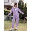 Ekouaer Women’s 2 Piece Lounge Sets Casual Matching Set 2026 Fashion Outfit(Purple Bow)