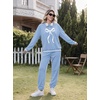 Ekouaer Women’s 2 Piece Lounge Sets Casual Matching Set 2026 Fashion Outfit(Sky Blue Bow)