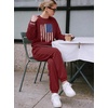 Ekouaer Women’s 2 Piece Lounge Sets Casual Matching Set 2026 Fashion Outfit(Wine Red Flag)