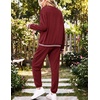 Ekouaer Women’s 2 Piece Lounge Sets Casual Matching Set 2026 Fashion Outfit(Wine Red Flag)