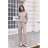 Ekouaer Women’s 2 Piece Sets Striped Lounge Sets Outfits Matching Clothing(Apricot Black Combo)