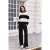Ekouaer Women’s 2 Piece Sets Striped Lounge Sets Outfits Matching Clothing(Balck Beige Combo)