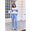 Ekouaer Women’s 2 Piece Sets Striped Lounge Sets Outfits Matching Clothing(Blue Beige Combo)
