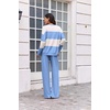 Ekouaer Women’s 2 Piece Sets Striped Lounge Sets Outfits Matching Clothing(Blue Beige Combo)