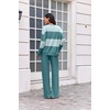 Ekouaer Women’s 2 Piece Sets Striped Lounge Sets Outfits Matching Clothing(Light Green Combo)