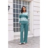 Ekouaer Women’s 2 Piece Sets Striped Lounge Sets Outfits Matching Clothing(Light Green Combo)