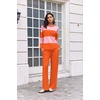 Ekouaer Women’s 2 Piece Sets Striped Lounge Sets Outfits Matching Clothing(Orange Pink Combo)