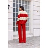 Ekouaer Women’s 2 Piece Sets Striped Lounge Sets Outfits Matching Clothing(Red Beige Combo)