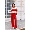Ekouaer Women’s 2 Piece Sets Striped Lounge Sets Outfits Matching Clothing(Red Beige Combo)