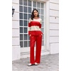 Ekouaer Women’s 2 Piece Sets Striped Lounge Sets Outfits Matching Clothing(Red Beige Combo)