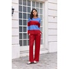 Ekouaer Women’s 2 Piece Sets Striped Lounge Sets Outfits Matching Clothing(Red Blue Combo)