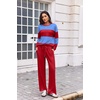 Ekouaer Women’s 2 Piece Sets Striped Lounge Sets Outfits Matching Clothing(Red Blue Combo)