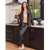 Ekouaer Womens Christmas Pajamas Silk Satin Pjs 2 Piece Striped Loungewear(Christmas Black Candy Cane)