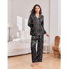 Ekouaer Womens Christmas Pajamas Silk Satin Pjs 2 Piece Striped Loungewear(Christmas Black Candy Cane)