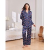 Ekouaer Womens Christmas Pajamas Silk Satin Pjs 2 Piece Striped Loungewear(Christmas Navy Candy Cane)