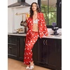 Ekouaer Womens Christmas Pajamas Silk Satin Pjs 2 Piece Striped Loungewear(Christmas Red Tree)
