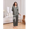 Ekouaer Womens Christmas Pajamas Silk Satin Pjs 2 Piece Striped Loungewear(Stripe Black Champagne)