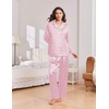 Ekouaer Womens Christmas Pajamas Silk Satin Pjs 2 Piece Striped Loungewear(Stripe Pink Heart)
