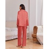 Ekouaer Womens Christmas Pajamas Silk Satin Pjs 2 Piece Striped Loungewear(Stripe Red Bow)