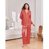 Ekouaer Womens Christmas Pajamas Silk Satin Pjs 2 Piece Striped Loungewear(Stripe Red Bow)