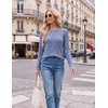 Ekouaer Womens Long Sleeve Shirts Business Casual Tops Fall Winter Thermal(Navy)