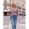 Ekouaer Womens Long Sleeve Shirts Business Casual Tops Fall Winter Thermal(Purple Red)