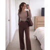 Ekouaer Womens Long Sleeve Shirts Ribbed Tops Basic Thermal Undershirts(3pcs Brown/ Black/ Beige)
