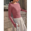 Ekouaer Womens Long Sleeve Shirts Ribbed Tops Basic Thermal Undershirts(Wine Red)